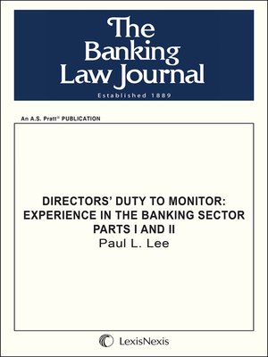 cover image of Directors' Duty to Monitor: Experience in the Banking Sector